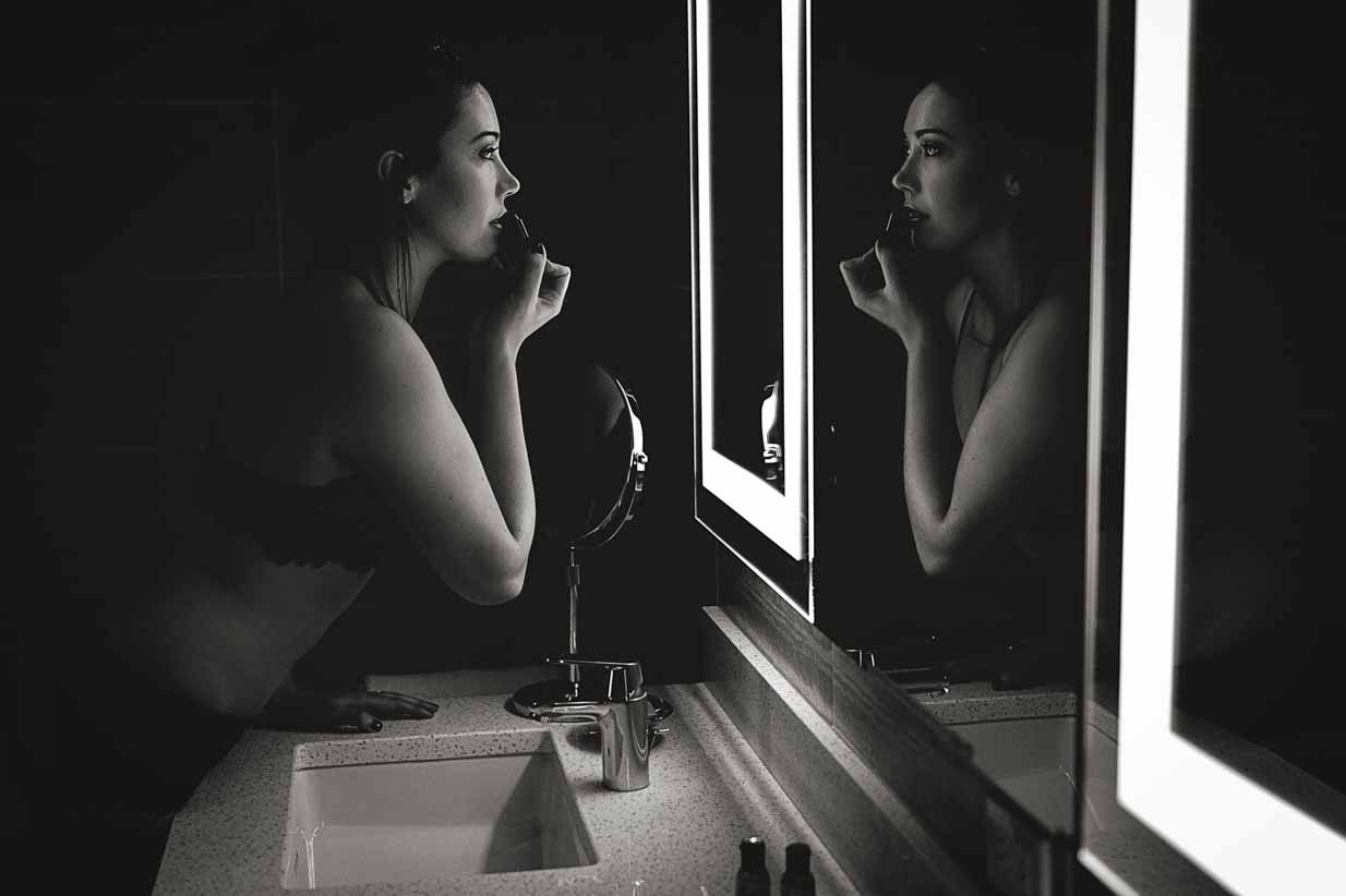 Lip Stick in the Mirror | Calgary Boudoir Photographer | SLIVER Photography