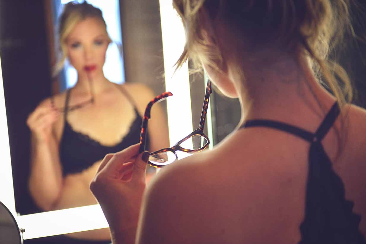 Her with Glasses | Calgary Boudoir Photographer | SLIVER Photography