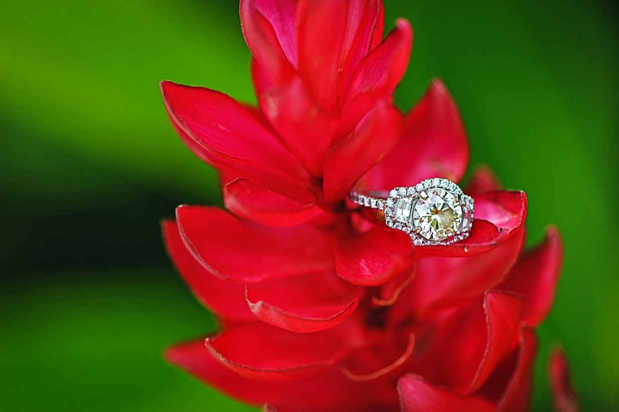Tropical engagement ring | Destination Wedding Photographer | SLIVER Photography
